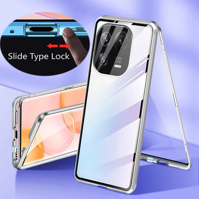 Premium Metal Magnetic Phone Case with Double-Sided Tempered Glass Cover
