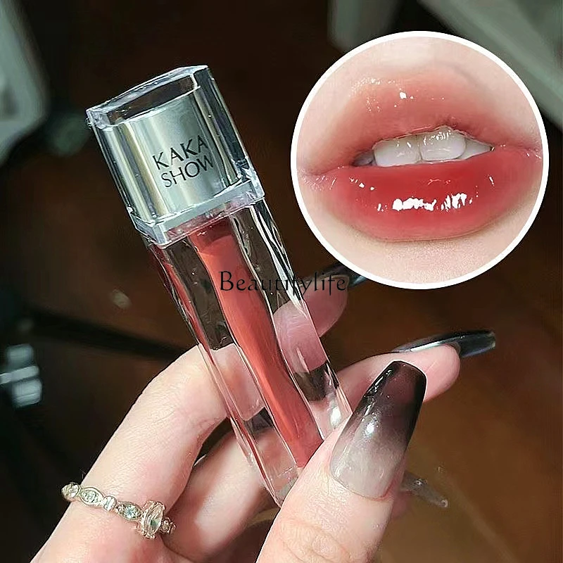 

Strawberry Frozen Full Lips Water Light Mirror Glass Lip Gloss Moisturizing No Stain on Cup White Lip Lacquer