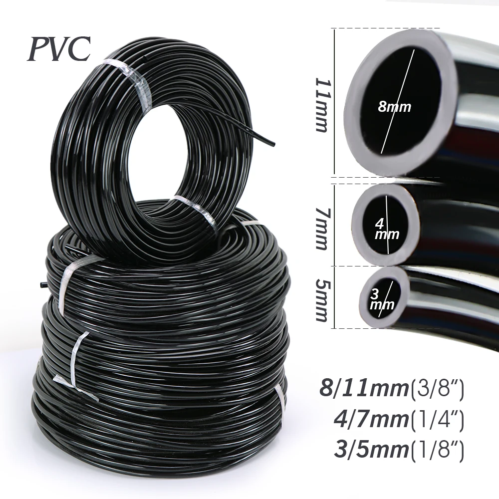 Garden Watering Hose 1/8'' 1/4'' 3/8'' PVC Soft Tubing Micro Drip Irrigation Tube Water Plants Flowers Gareenhose Pipe Garden Hose Water Hose Plastic Hose Plastic Tube 5M-140M