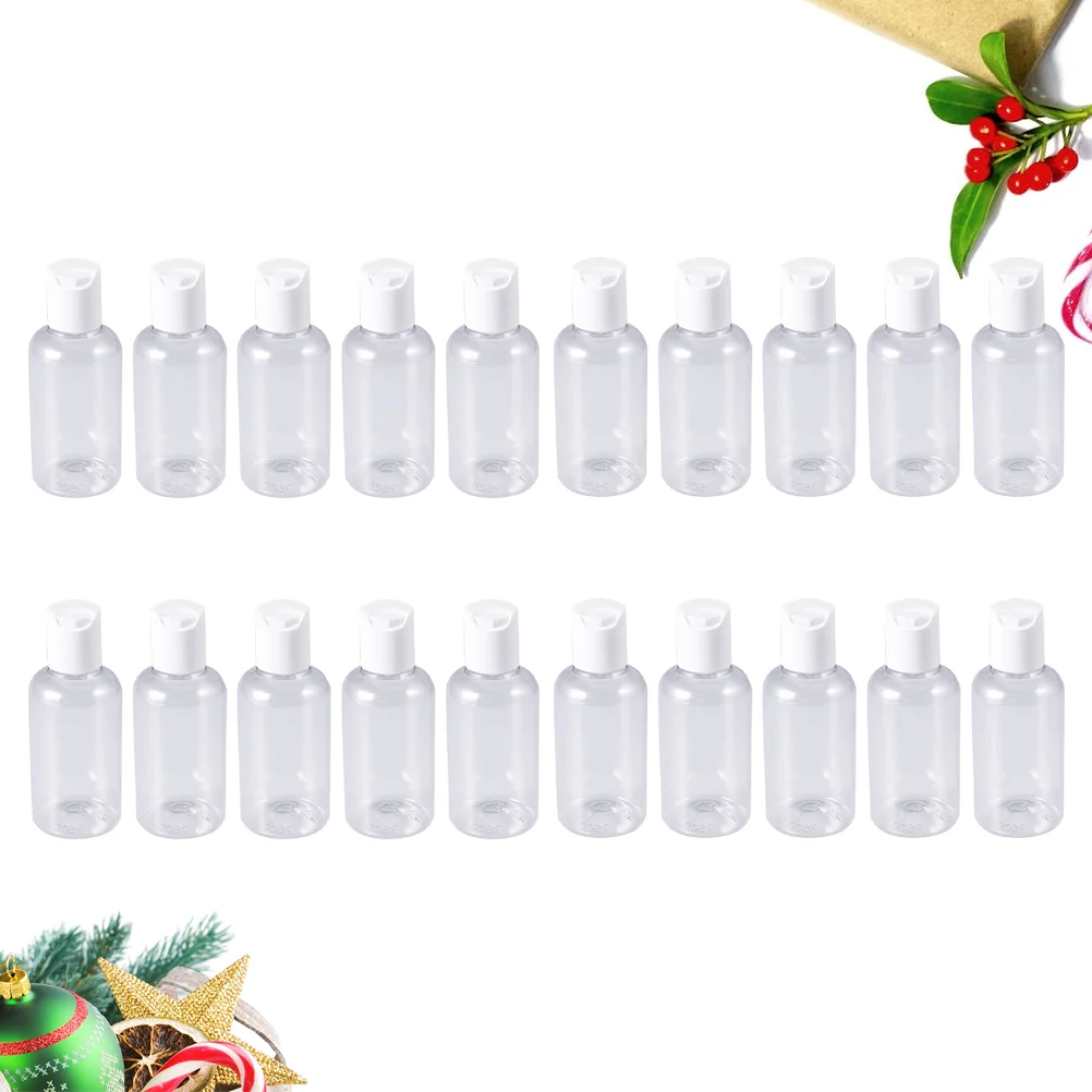 

12pcs Clear Empty Bottles Refillable Travel Containers with Cap Lids for Shampoo Lotion Body 50ml ( Random Cap Color )