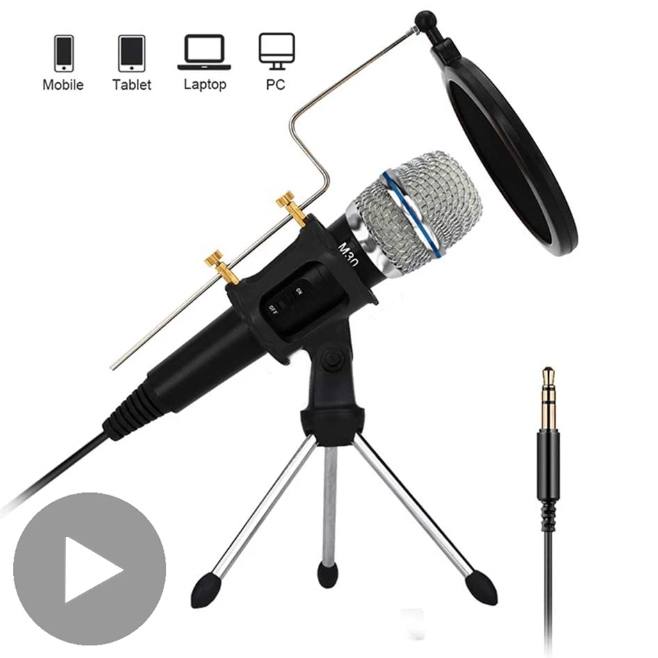 

Professional Mic Condenser Microphone Studio For PC Computer Phone Smartphone Singing Karaoke Streaming Streamer Gaming Mikrofon
