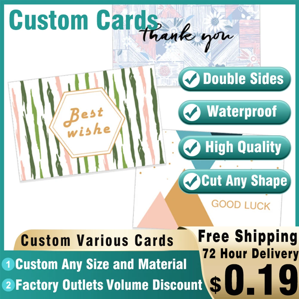 100pcs Custom Thank You Cards Double Sides Full Color Customize Business Cards for Wedding Party Invitation Greeting Postcards 50 pcs lot 110 150mm 4 styles   korea europe advanced archives envelope romantic wedding invitation cards color postcards