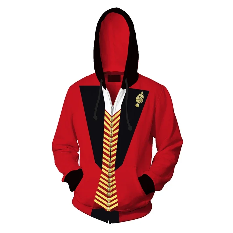 

Unisex Movie The Greatest Showman P.T. Barnum Red 3D Hooded Sweater Sweatshirt Casual Tracksuit Zipper Jacket Hip Hop Hoodie Top