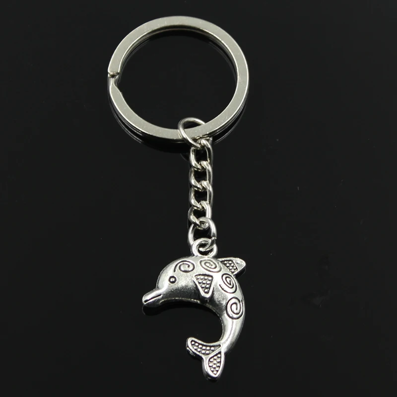 Mode 30mm Schlüssel Ring Metall Schlüssel Kette Keychain Schmuck Antike Silber Farbe Überzogen Dolphin 24x30mm Anhänger