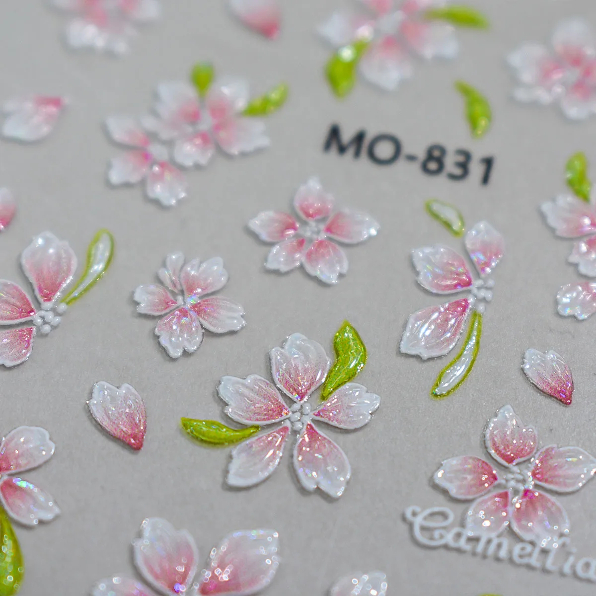3D 엠보싱 봄 & 여름 분위기 카멜리아 방수 스티커 핑크 프레시 네일 데코 네일 표면용 봄꽃 액센트