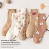 6 Pairs of Women Is Autumn and Winter Fleece Thickened Warm Sweet and Comfortable Cartoon Animal Mid-tube Socks 2