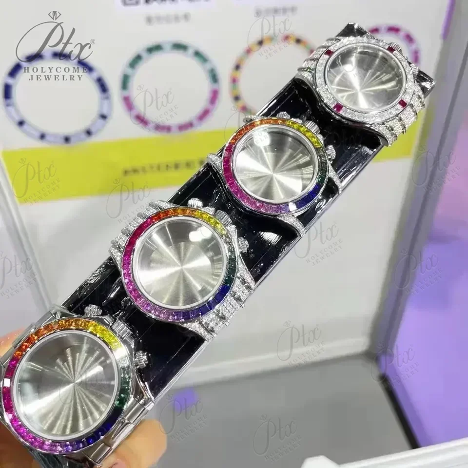 Luxus-Uhrenlünetten, 39 mm, Iced Out-Lünette, Moissanit-Edelstahluhr, anpassbares Hip-Hop-Luxusuhren-Zubehör – Detail 8