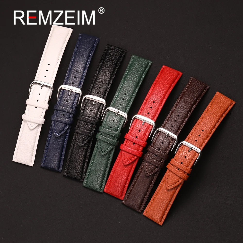 Elegant Lichee Pattern PU Leather Wristwatch Strap - Unisex Replacement Watchband Accessory