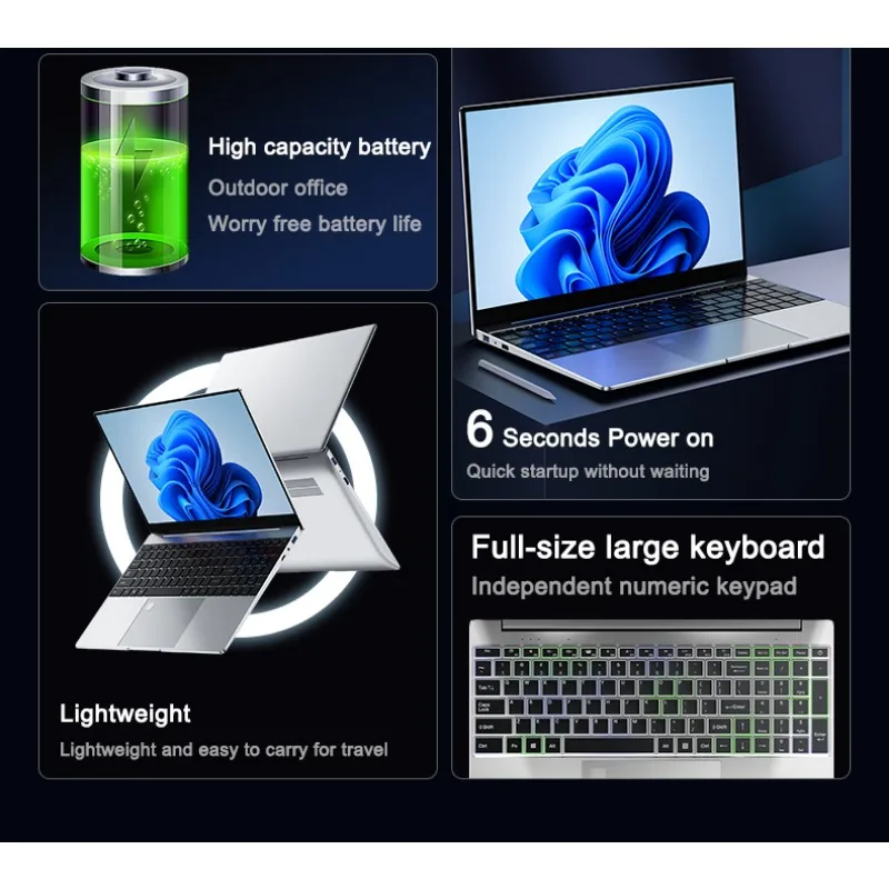 비용 절감 홈 오피스 안정적인 비즈니스 노트북 14.1인치 120Hz IPS 스크린 인텔 4405U 5000mAh 32GB 2TB SSD 백라이트 키보드