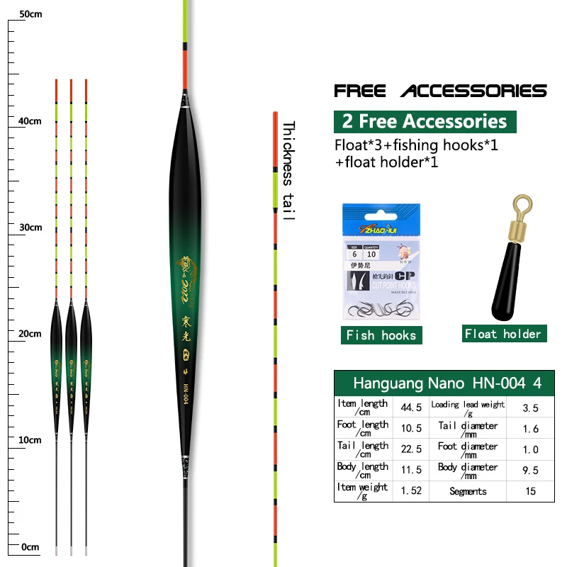 3 Stück Angels chw immer 1 Beutel Haken 1 Boje Sitz Nano Boje vertikale Bobber auffällige dicke Schwanz Boje Angel geräte Werkzeuge – Detail 24