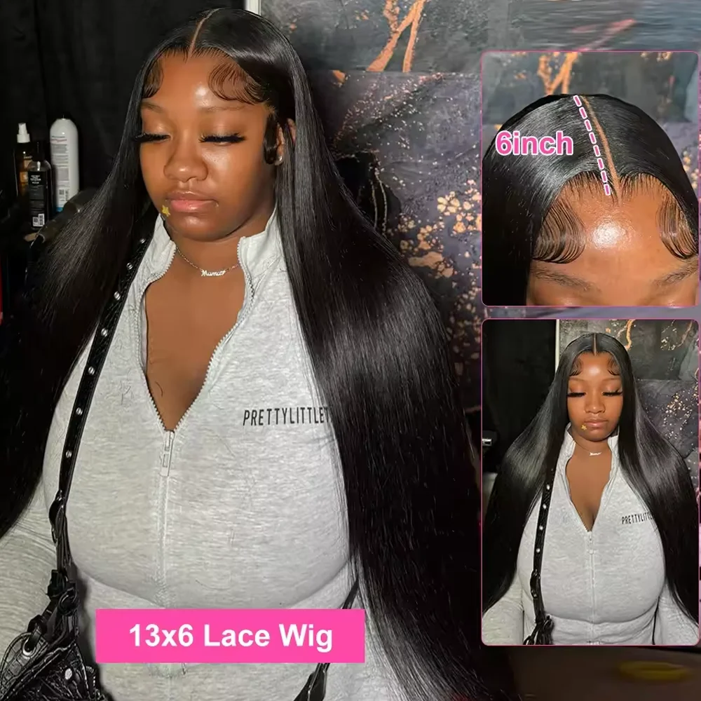 250 Density 13x4 13x6 Lace Frontal Transparent Lace 18 42 Inch Long Straight 5x5 Glueless Human Hair Pre plucked Wigs For Women 2