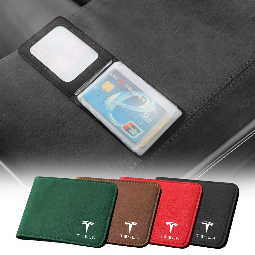 Car Styling ID Card Driver License Package Wallet Car Accessories For Tesla Model 3 Model S X Y Roadster Invade