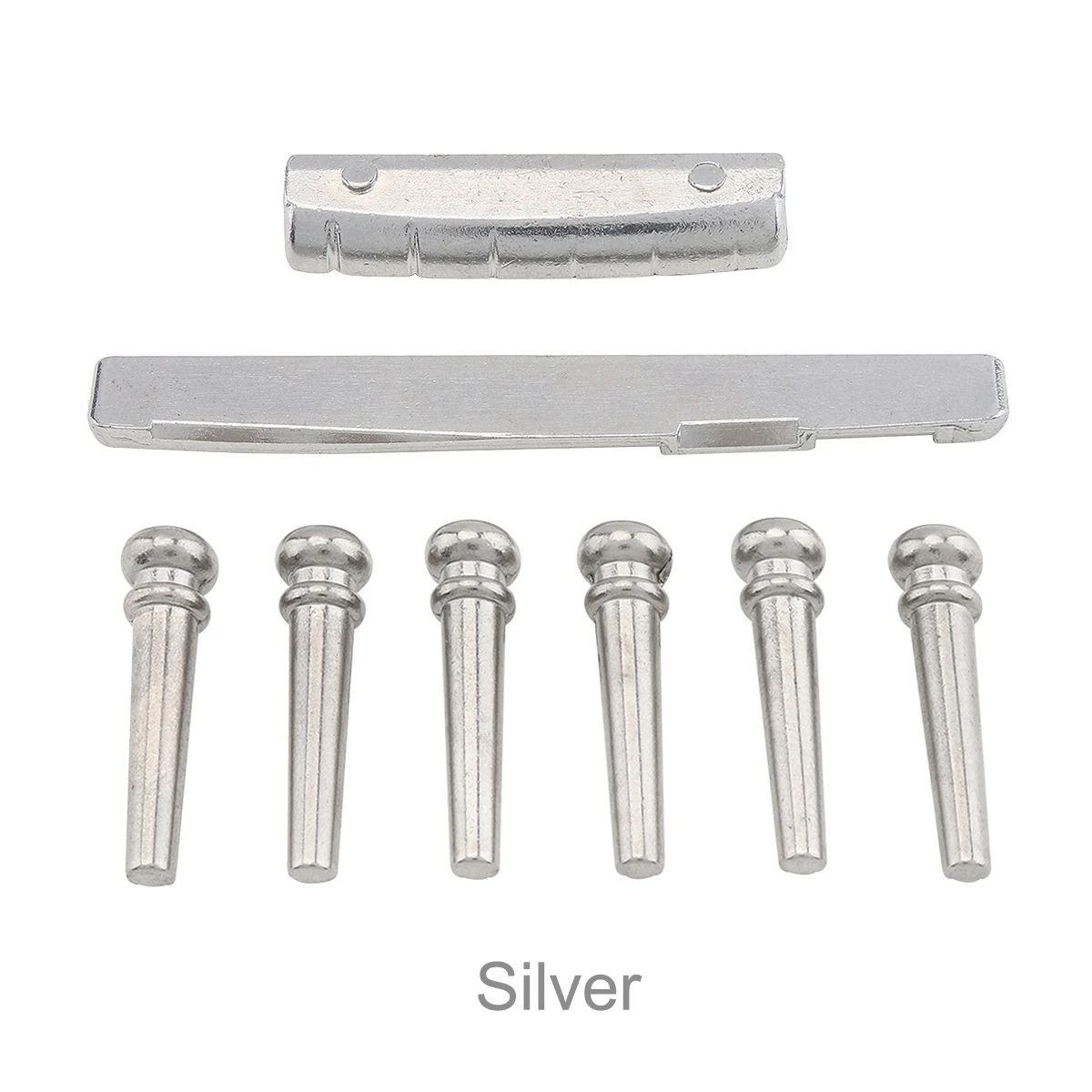 

6pcs Zinc Alloy Metal Guitar Bridge Pins Nut Saddle Set Tailpiece Guitar Accessories for Folk Acoustic Guitar