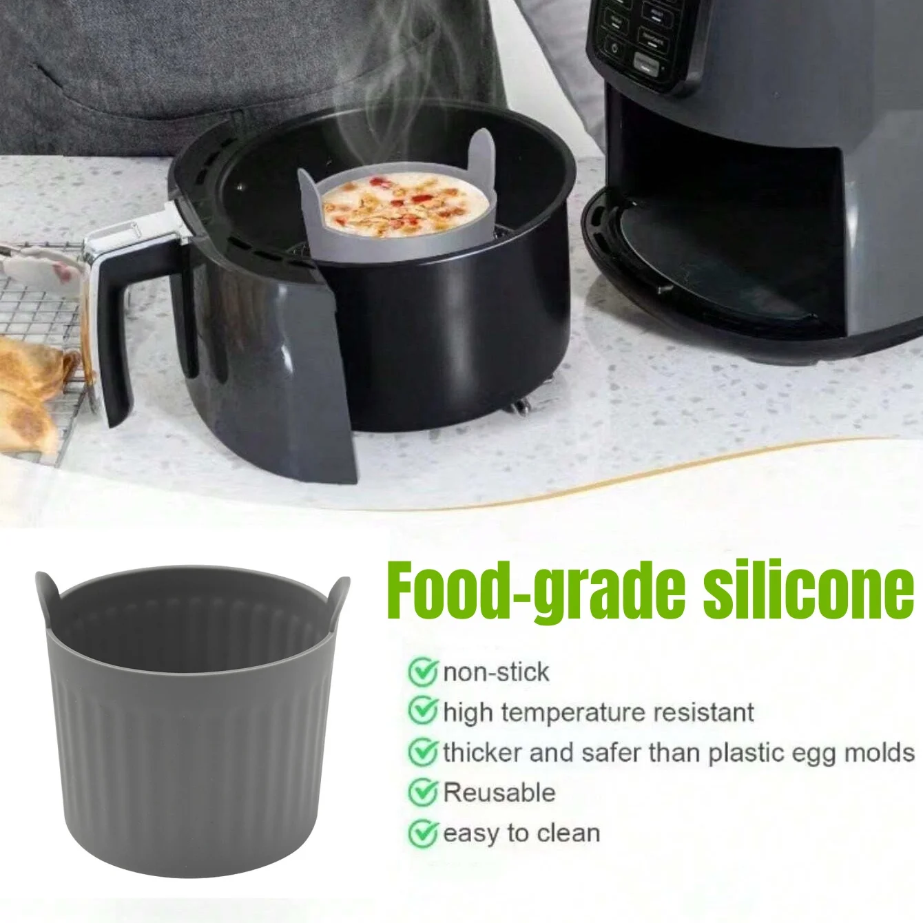 Air Fryer Accessories 2/4Pcs Silicone Air Fryer Baking Ramekins Muffin Egg Poacher Cupcake Baking Cups Nonstick Easy Release Microwave Oven Moulds air fryer accessories,silicone baking tray