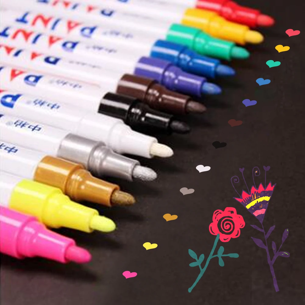 Marker Pens White Black Red Sketching Marker Pen Oily Waterproof Paint Pens For Calligraphy Painting Drawing DIY Graffiti