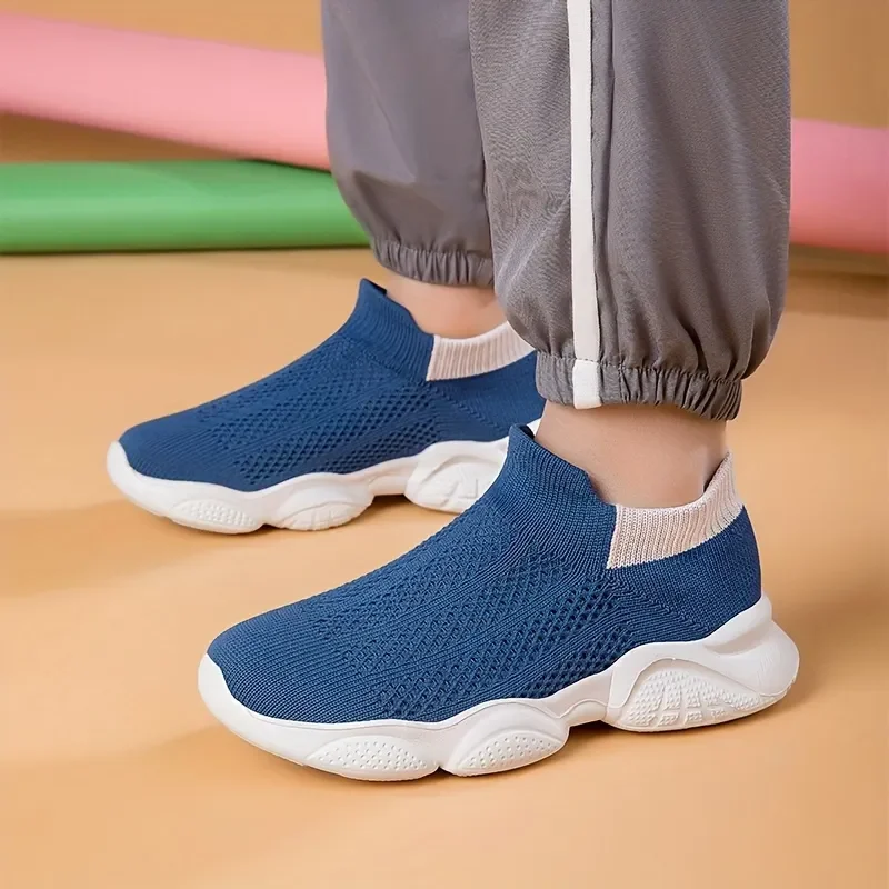Casual Breathable Woven Sneakers For Kids Teenager Lightweight Low Top On Walking Shoes For Indoor Outdoor All Seasons