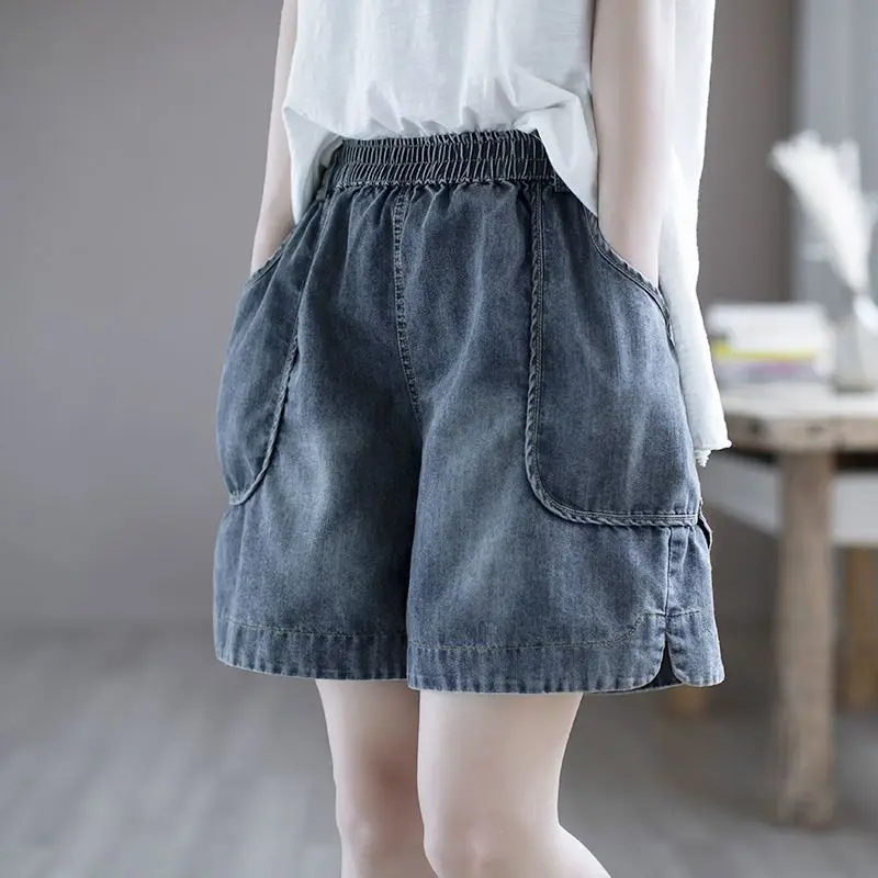 

2024 Summer Loose Wide Leg Denim Shorts Korean Reviews Many Clothes Jeans Women's Stylish Womens Trousers Street Fashion Urban