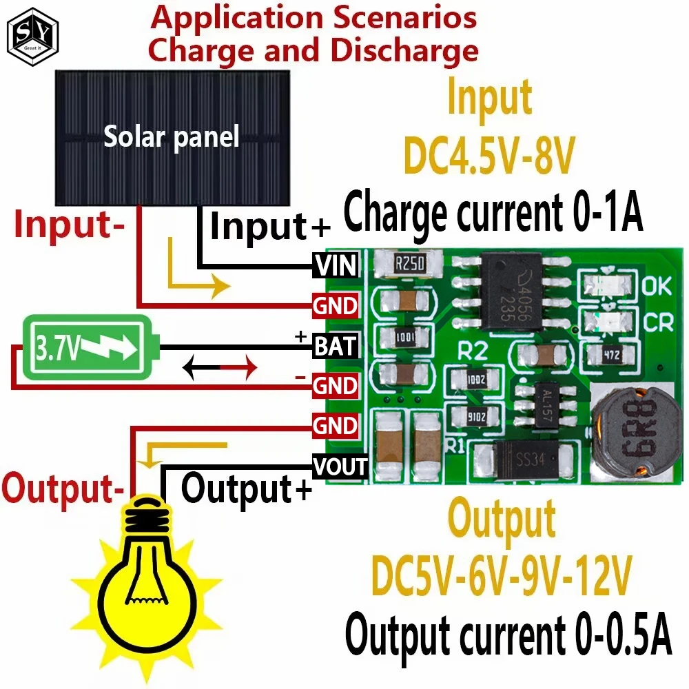 3.7V 4.2V Charger 5V 6V 9V 12V Discharger Board DC DC Converter Boost Module For Diy Solar Mobile Power Chargewer 18650 lithium 1