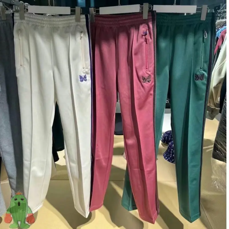 

23ss New AWGE Needles Pants 1:1 Quality Embroidered Butterfly Ribbon Sweatpants Men Women Streetwear Needles Jogging Trousers