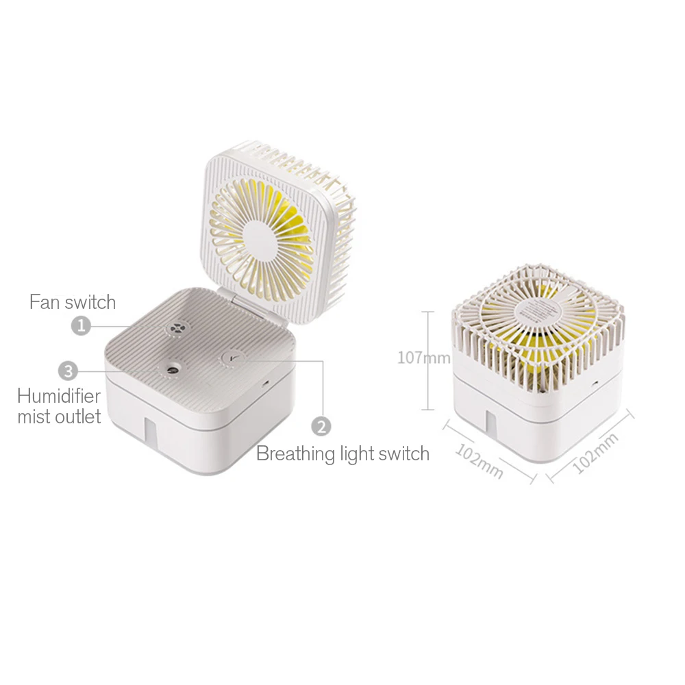 7 Color Soft Breathing Nightlight Multifunctional Desktop Water Spray Fan Humidifier Desk Electric USB Humidifier Spray Mini Fan