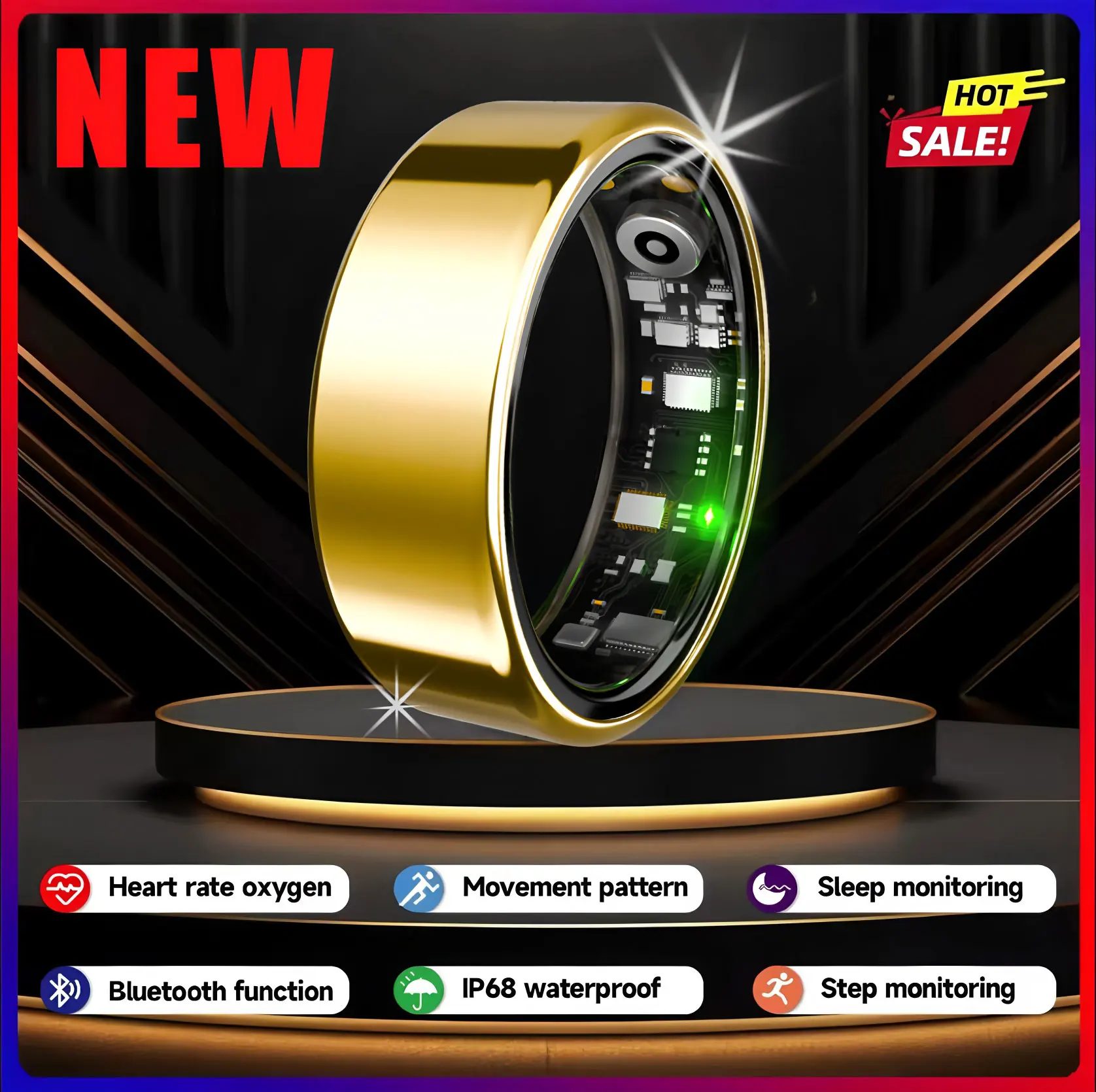 2025 New Smart Ring Men Women, Heart Rate and Blood Oxygen Monitor Smartring IP68 & 5ATM Waterproof, Multi-sport Mode 1