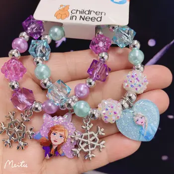 Anime Disney Frozen Princess Anna Bracelet Toys Children Girls Bracelet Accessories Bead Chain Set Elsa Dolls Wrist Chain Gifts