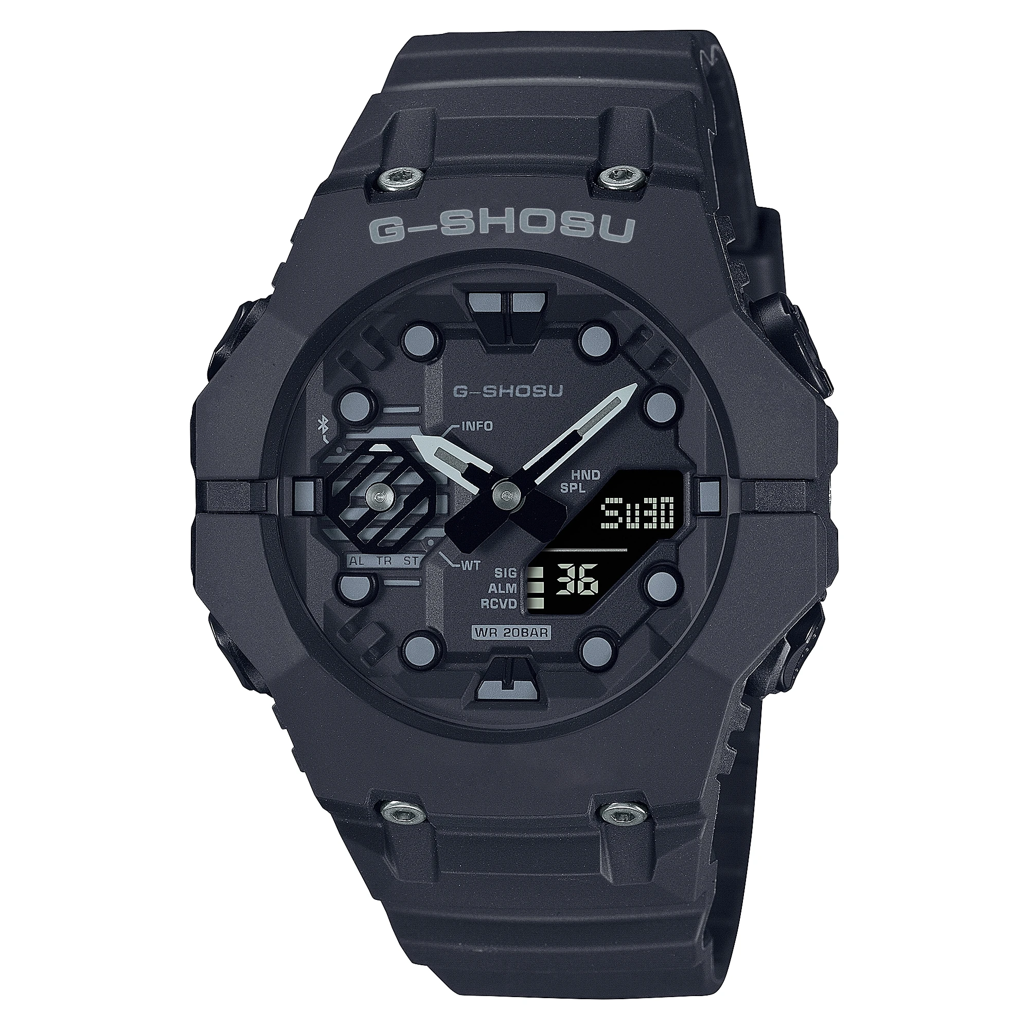 Electronic Digital Sports Unisex Watch LED Dual Display World Time Large Dial Multi Time Zone Rubber Strap 6