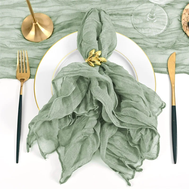 3PCS Green Napkins for Wedding Boho Gauze Table Napkins 50x50cm Serving Table Decor Dinner Towel Cocktail