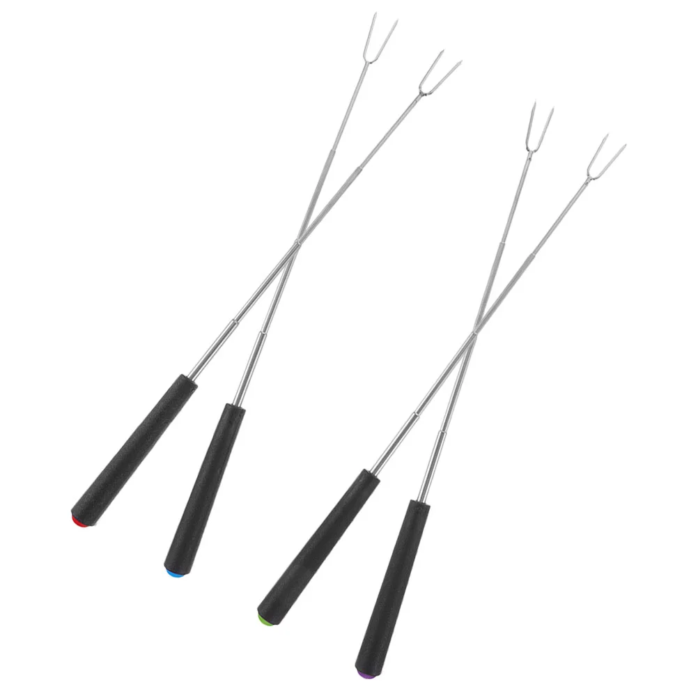BBQ skewer set Telescopic Barbecue Fork Stainless Steel Forks Skewers 4 Pcs