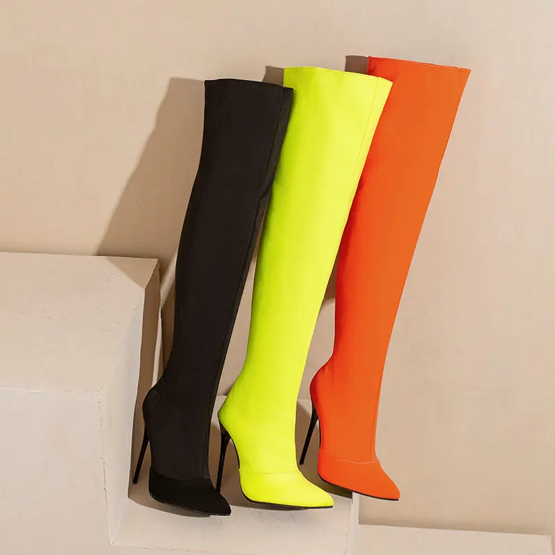 Neon Thigh High Boots Yellow Neon Thigh High Yellow Boots Neon