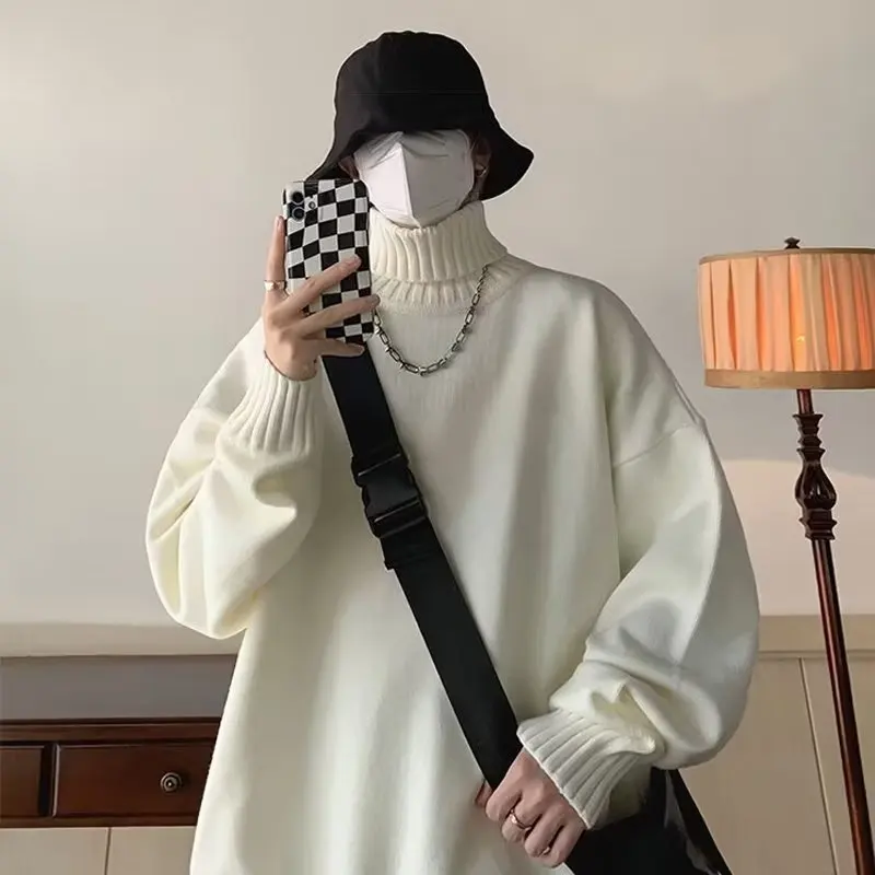 Autumn/Winter Thickened Knitwear Sweater Men's Korean Version Trend Loose Japanese Winter Ins Hong Kong Style Lazy Thread Coat