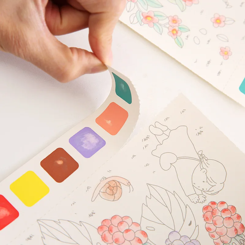 20Sheets Creative Watercolor Painting Book For Kids Fairy Tale Animal Flowers Gouache Graffiti Drawing Picture Children DIY Toys 5