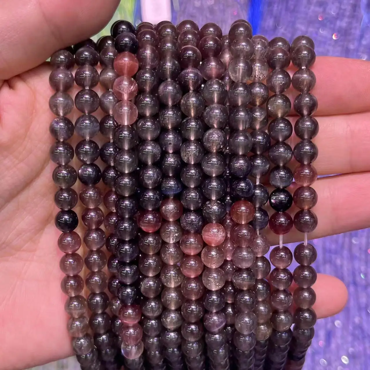 4 6MM Natural Scapolite Stone Round Beads Glisten Madagascar Red Gray Wilsonite Loose Smooth Charm Beads For DIY Jewelry Making