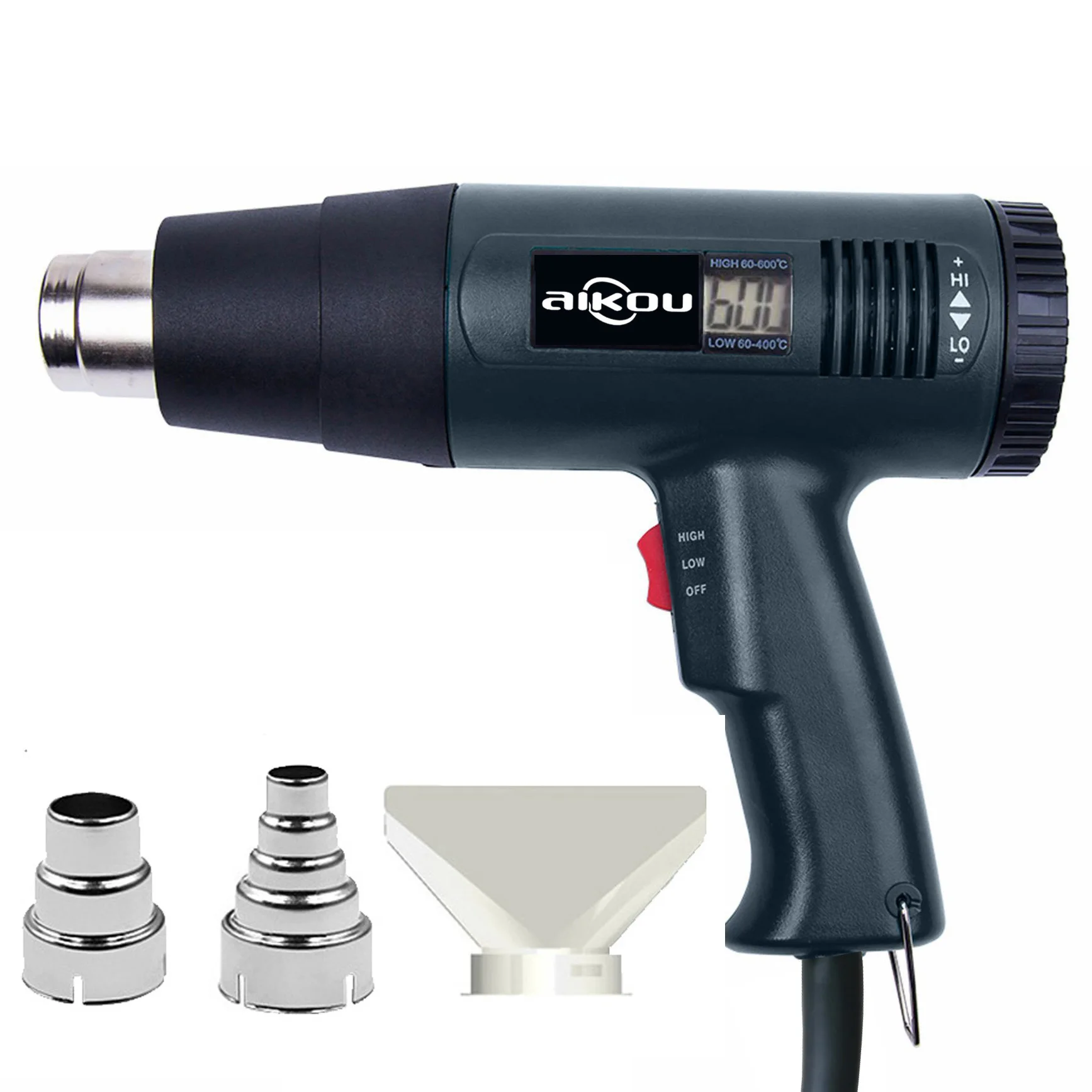 2000W 220V Electric Industrial Grade Heat Hot Air Gun Stepless Adjustable Hair Dryer Car Film Tool EU Plug Digital Display 6