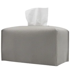 Elegant PU Leather Foldable Tissue Box Cover - Decorative Organizer for Bathroom Vanity Countertop (Gray)