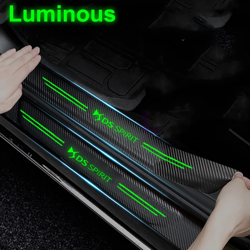 Luminous Car Door Sill Trim Anti Kick Stickers Decalcomanie Per Citroen Ds Spirit Logo Door Soglia Striscia Protettiva Decorazione Del Nastro
