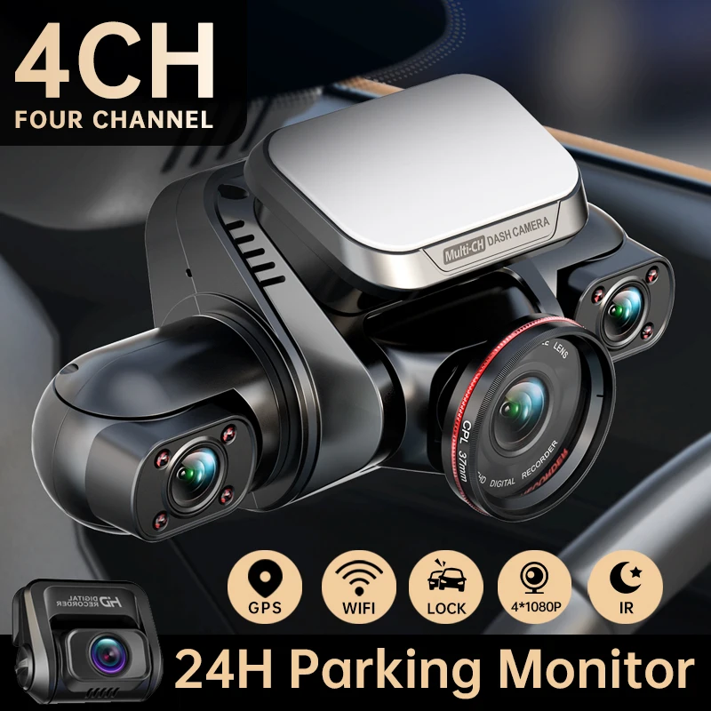 4K Full HD 360 Grados Dashcam Cámara Coche Vision Nocturna - 2,7 Inch Wifi  Dual Cam Camara Para Coches Grabadora Con G-Sensor,Detección De Choque,  Grabación De Aparcamiento - Soporte 128G Tarjeta 