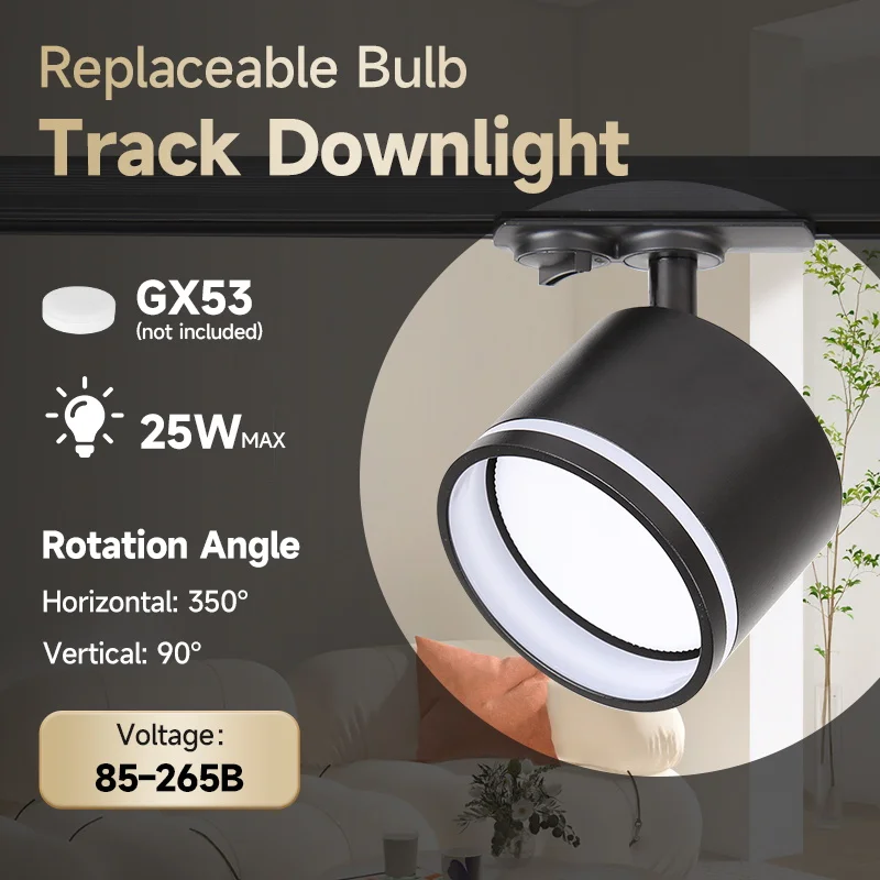 GX53 LED 트랙 스포트라이트 AC85-220V 교체 가능한 전구 천장 램프 스..