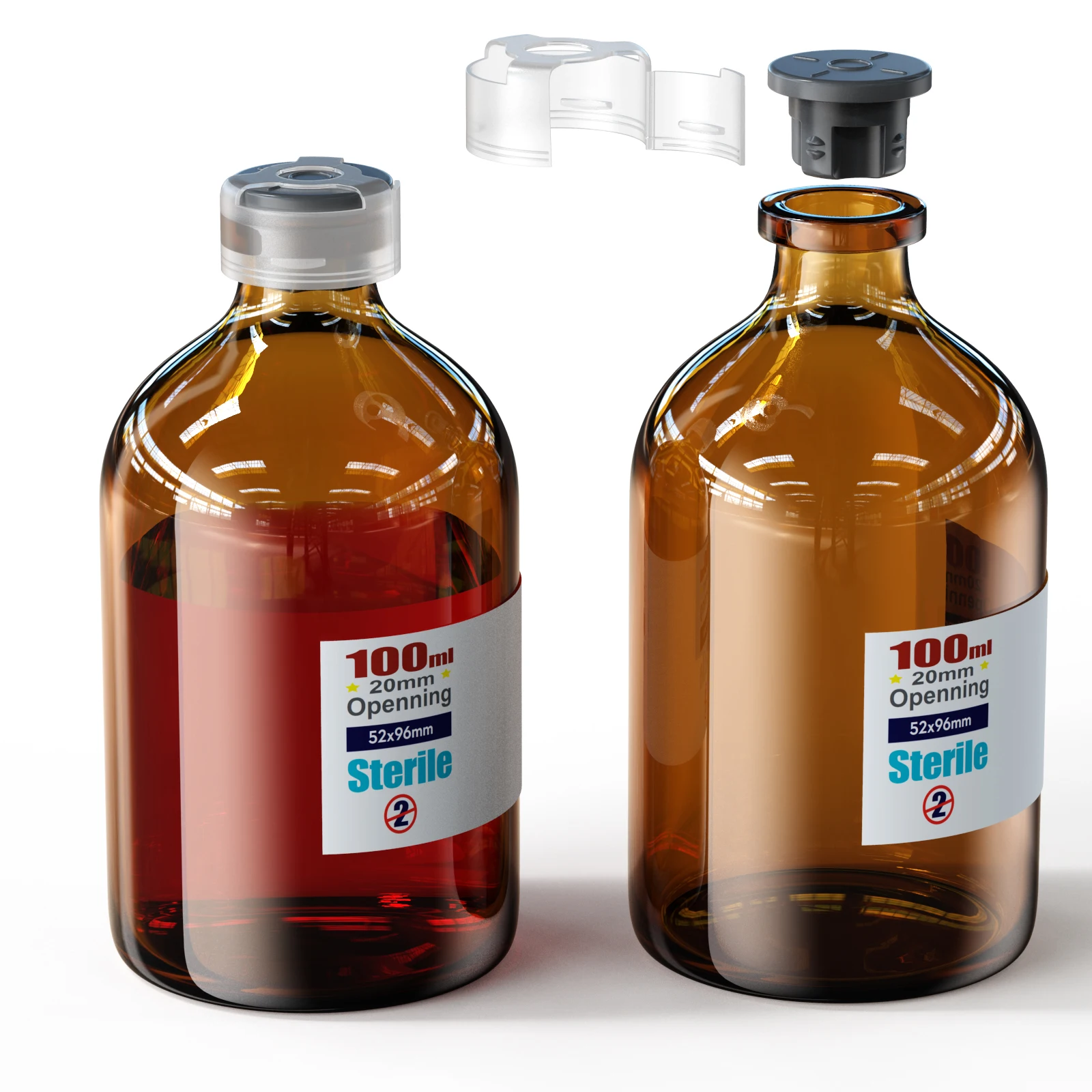 Sterile Glass Vials With Locking Cap and 13 /20 mm Self Healing Injection Port,Buckle Glass Vials sterile Package