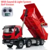 8x4 RC Metal 1/14 Hydraulic Tipper Truck Dump Car Model with Flip-over Cover Light Sound System Motor Servo ES CRC Toy TH23539 1