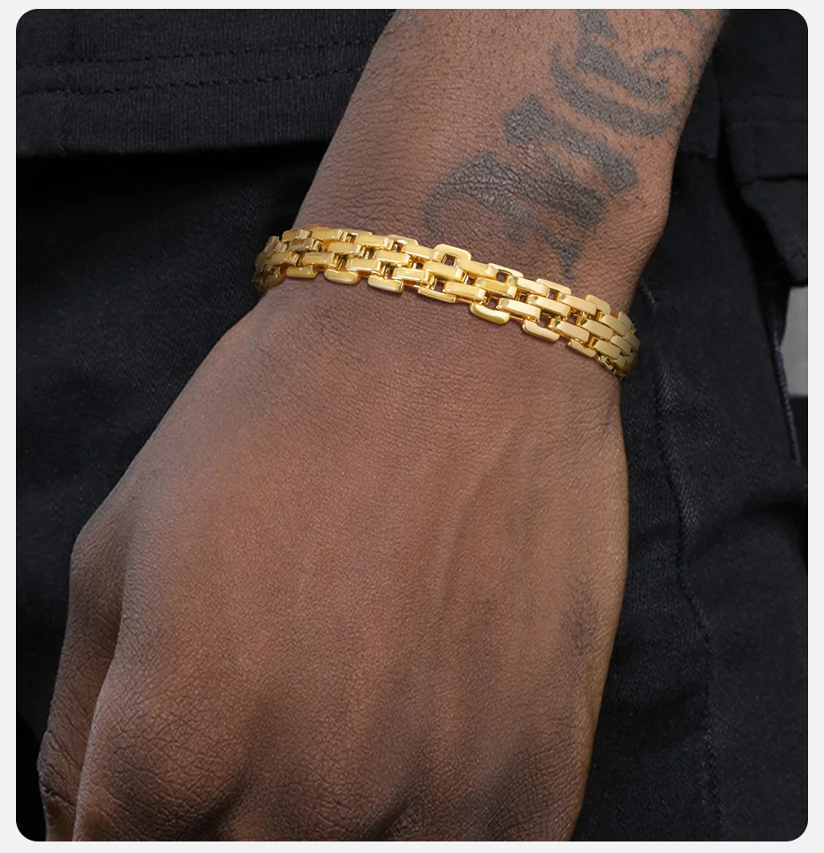 Vnox Stilvolle Riemen-Kettenarmbänder für Herren, 8,7 mm breit, 20,7 cm Länge, Edelstahl-Gliederarmband, Vatertags-Schmuckgeschenke – Detail 3