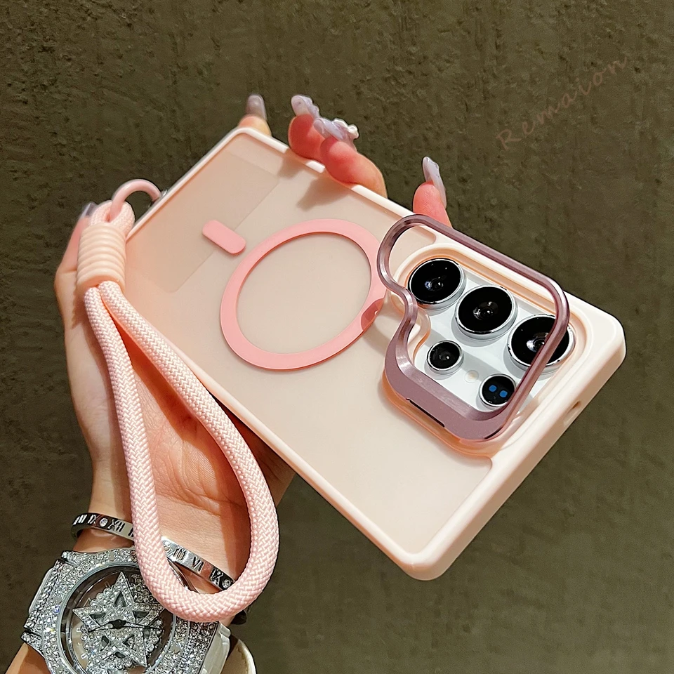 Magnetic Phone Case with Wrist Strap and Stand – Magsafe Protector Cover