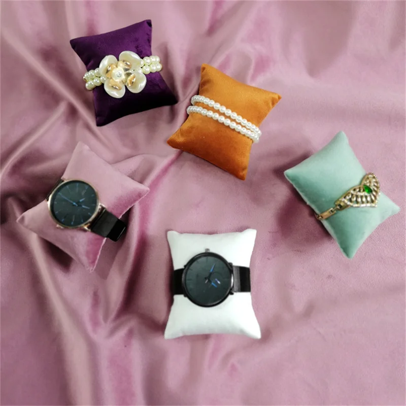 Multi-Color Velvet Jewelry Display Pillow - Watch Bracelet Bangle Anklet Organizer Hand-held Fashion Accessory Holder