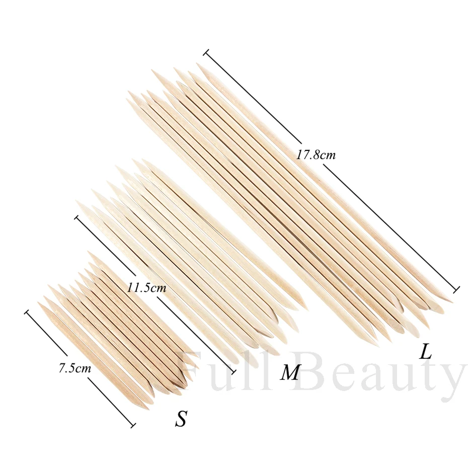 50/100pcs Orange Wood Sticks for Nail Cuticle Pusher Cuticle Remove Tool Forks for Nails Dead Skin Manicure Wooden Tool Supplies