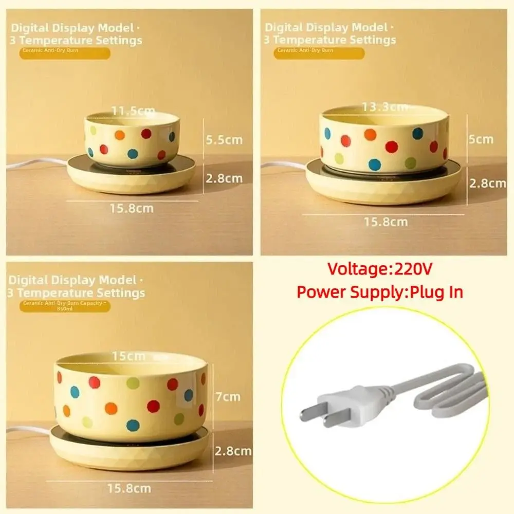 Ceramic Pet Heated Water Bowl Cartoon Anti-dry Burning Self-Heating Water Bowl Noiseless Multifunction Pet Drinking Dispenser