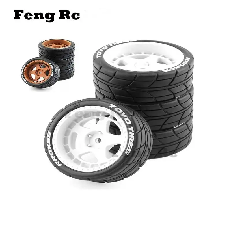 

4 шт. 65 мм резиновая шина 12 мм Hex для Tamiya TT01 TT01E TT02 TT02B XV01 TA06 PTG-2 1/10 радиоуправляемая Гоночная машина