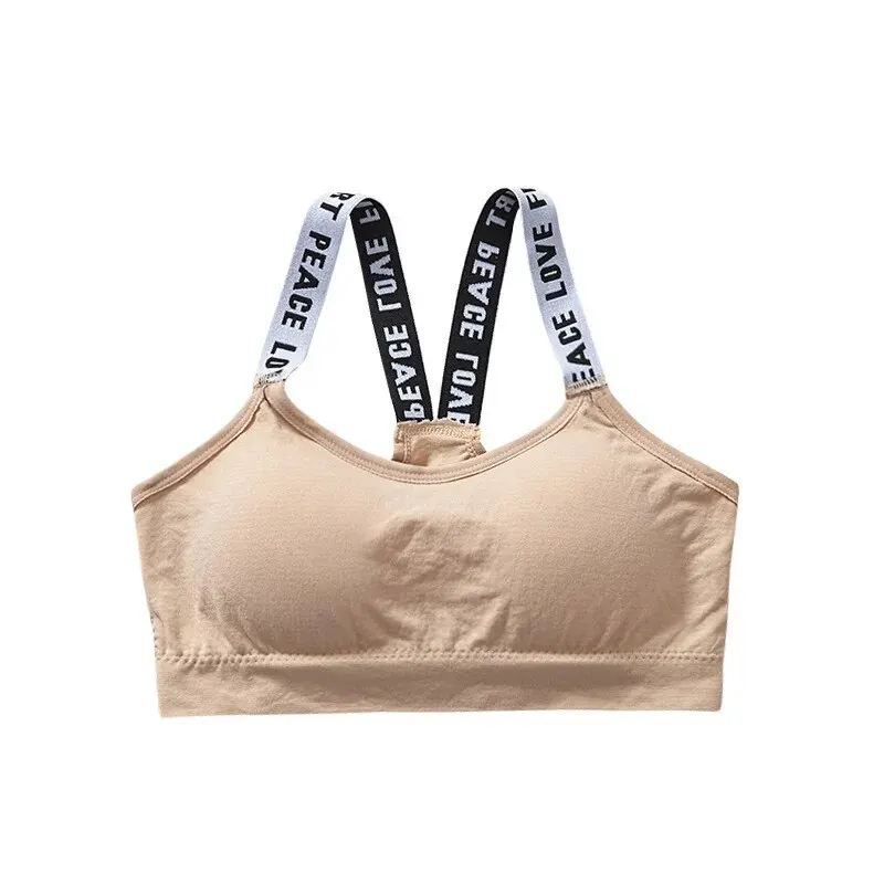 Sports Bra Colorful Letter Yoga Strap With Chest Pad Wrap Around Chest Anti Glare Vest For Women