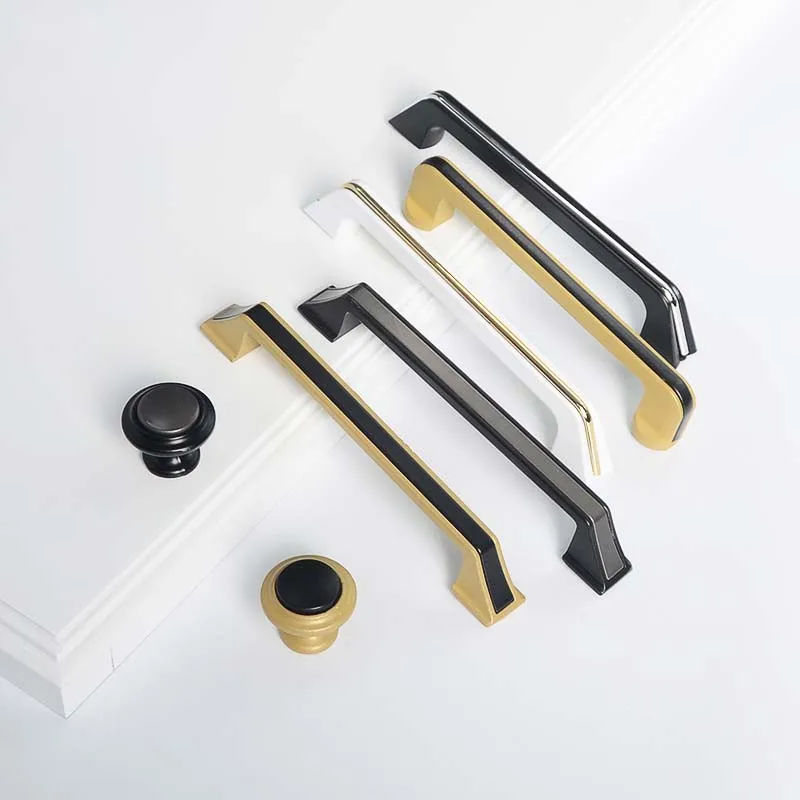 

Light Luxury Color Matching New Wardrobe Handle Black Gray Gold Edge Modern Minimalist Cabinet Drawer Door Handle Cabinet Handle