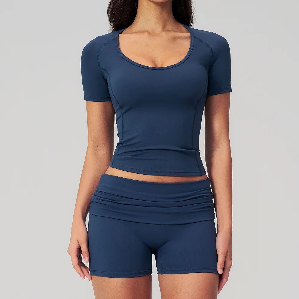 Summer 2PCS Tracksuits Yoga Suit Female Fitness Suit Running Workout Tops Shockproof Crop Sports Top Athletic Wear Sports Suit 4