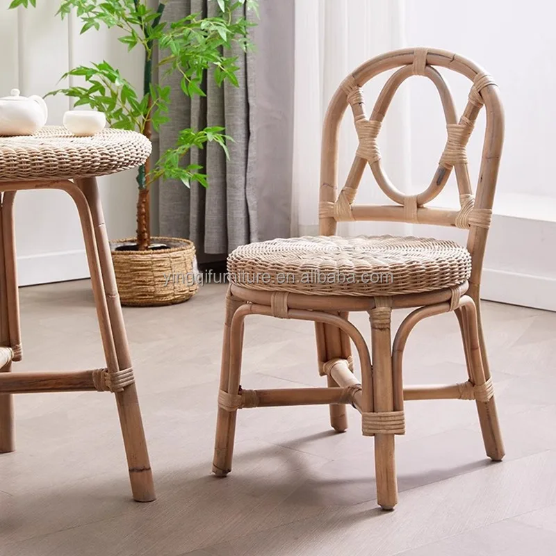 Rustic Round Tall Side Table Small Round Coffee Table with Storage Wicker Sofa Side Handmade